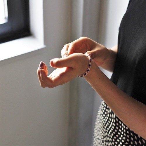 Bracelet Kumihimo - divers vermillons, soie100%, DOMYO